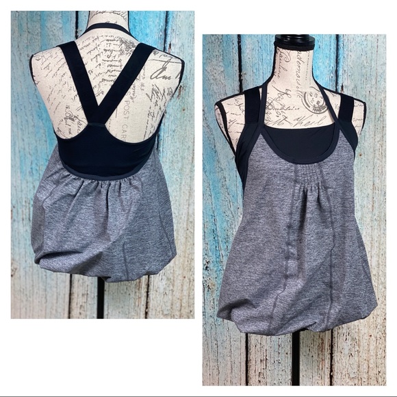 SOLD LULULEMON Static Gray Black Awareness Bubble Tank - Picture 3 of 12